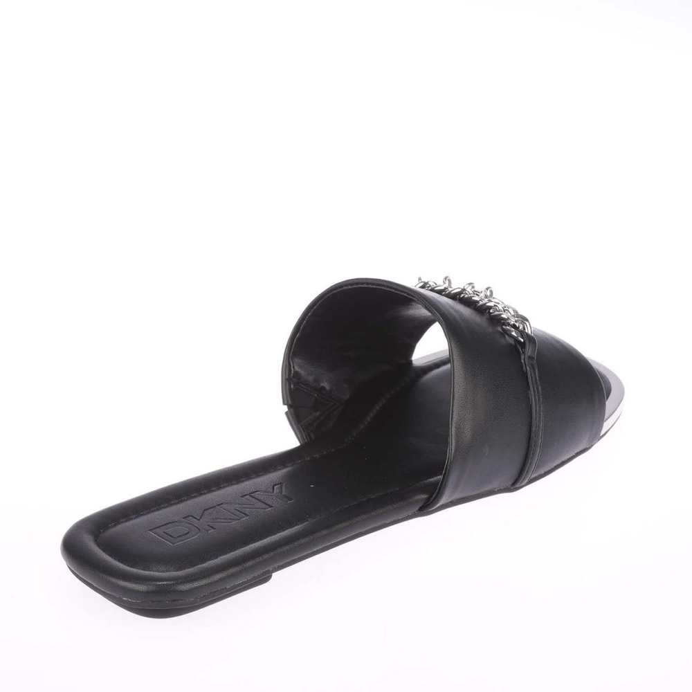 DKNY Women's Black Leather Holden Charms Flat Sandals Size 8 - Picture 5 of 8